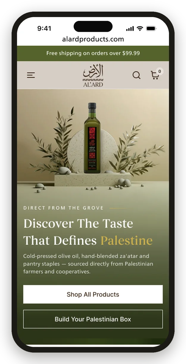 Mobile homepage hero.